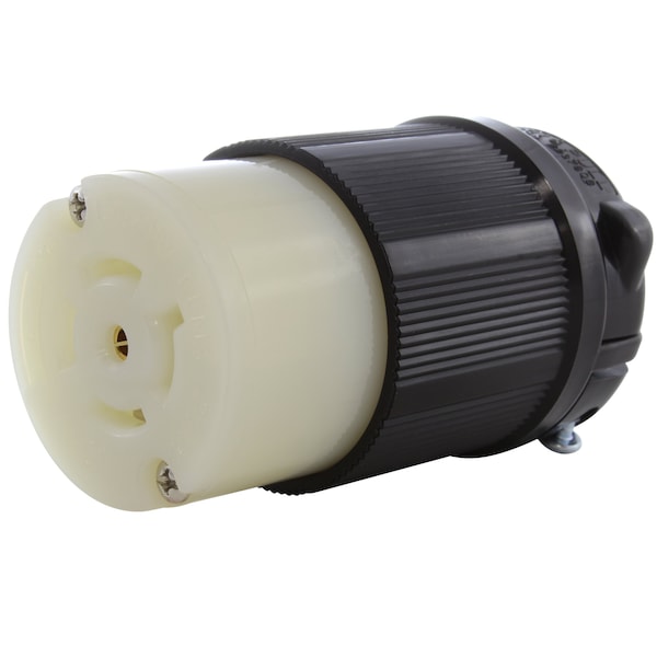 Locking Connector, L21-20R, 20 A, 120/208V AC, Three Phase, Black